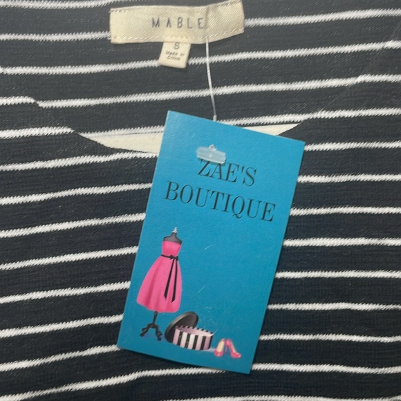 Mable Black & White Stripe Sleeveless Gathered Bodycon Dress with slit - Picture 5 of 7